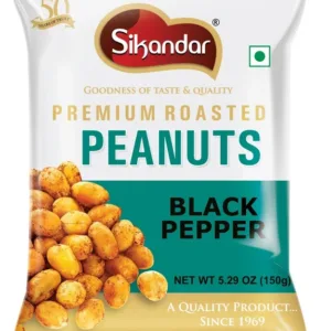 Sikandar Black Pepper Roasted Peanuts 150g – Spicy Protein Snack with Crunch